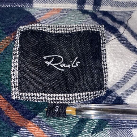 Rails Ellson Wm’s Sz Sm Blue Green Orange Soft Flannel Button Down Top Shirt - Picture 4 of 7